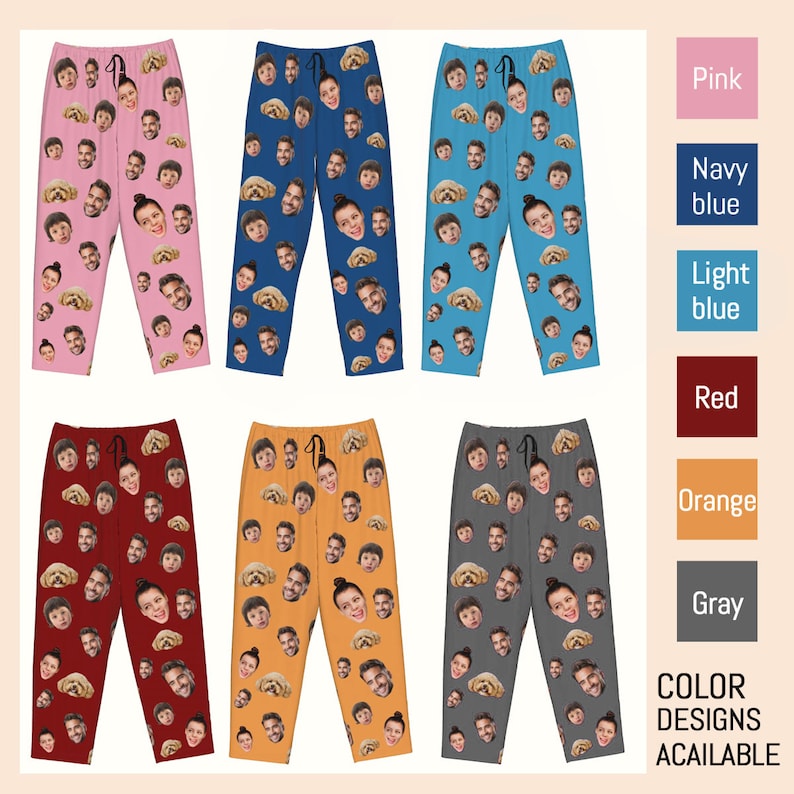 Custom Photo Pajamas, Personalized Face Unisex Pajamas, Custom Photo Pajama Pants for Women Men, Home Wear Set, Gifts for Wife Husband il_794xN.6044692857_36r7.jpg?v=1746591363