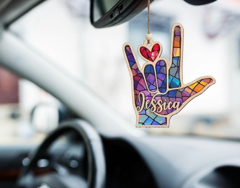 Personalized Sign Language Ornament,ASL Suncatcher, Hand Sign Language Ornament,ASL I Love You Suncatcher Ornament,ASL Personalized Ornament il_794xN.6056644484_kx5g_1.jpg
