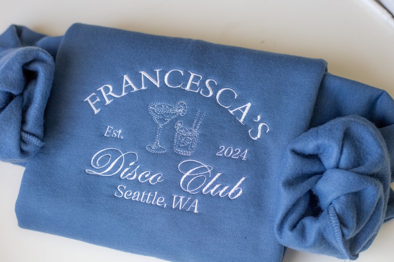 Luxury Bachelorette Crewneck Sweatshirt - Custom Embroidered Bridal Party Merch, Bridal Party Gifts, Wedding Trip Gift, custom last name