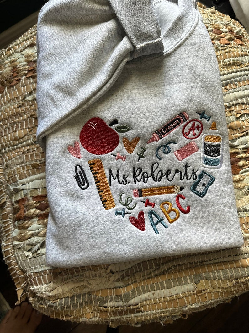 Embroidered 90s Vibe Teacher Sweatshirt - Embroidered Teacher Sweatshirt - Teacher Gift - Student Teacher Sweatshirt - DayCare Sweatshirt il_794xN.6062169642_bjoi.jpg