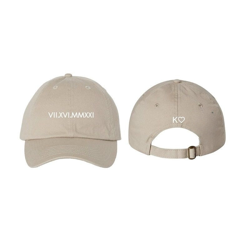 Custom Roman Numeral Embroidered Cap // Initial Heart Custom Embroidered Hat // Anniversary Date // Personalized Cap // Bachelorette il_794xN.6072551845_q9kc_1.jpg