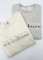 Embroidered Custom Teacher Mrs. Last Name Sweatshirt or Hoodie, Personalized Gift, Gift for Tutor-Teacher, Cute Teacher Shirt, Gift for Her il_794xN.6072581250_imvm.jpg