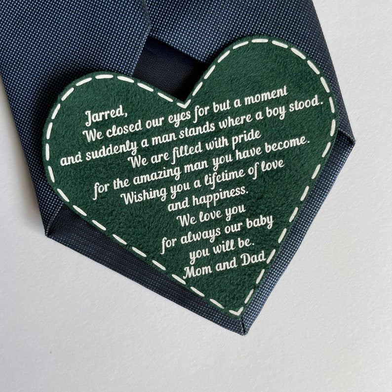 Son's Wedding Day Gift From Mother To Groom On His Wedding Personalized Tie Patch il_794xN.6080521706_2nbk.jpg