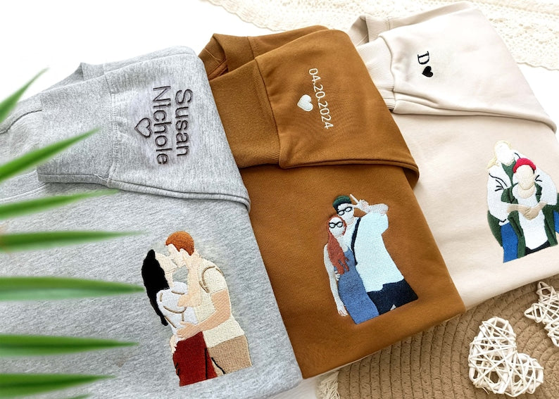 Custom Embroidered Sweatshirt,Embroidered Hoodie,Custom Photo Portrait Embroidered Shirt,Valentine's Day Gift,Faceless Portrait Gift Couple il_794xN.6097671784_9agv.jpg