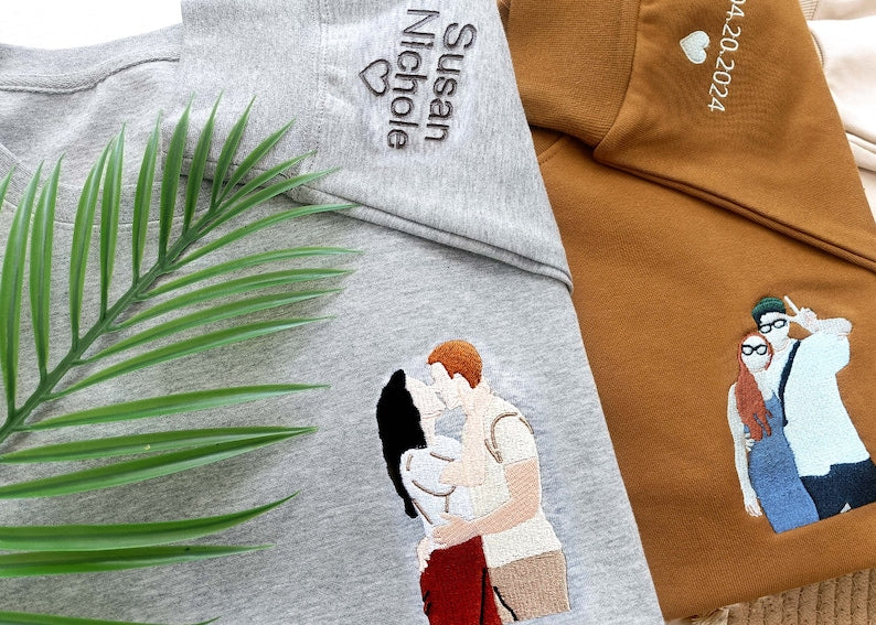 Custom Embroidered Sweatshirt,Embroidered Hoodie,Custom Photo Portrait Embroidered Shirt,Valentine's Day Gift,Faceless Portrait Gift Couple il_794xN.6097671810_5lcf.jpg