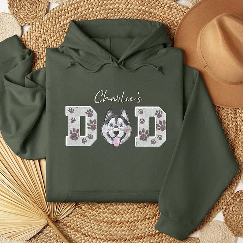 Dog Dad Dog Mom Custom Pet Portrait Embroidered Hoodie Dog Dad with Pet Name, Varsity Dog, Portrait from Photo, Custom Dog Name il_794xN.6106617811_b8ml.jpg