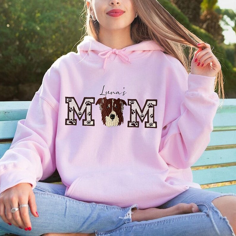 Dog Dad Dog Mom Custom Pet Portrait Embroidered Hoodie Dog Dad with Pet Name, Varsity Dog, Portrait from Photo, Custom Dog Name il_794xN.6106620719_14i6.jpg