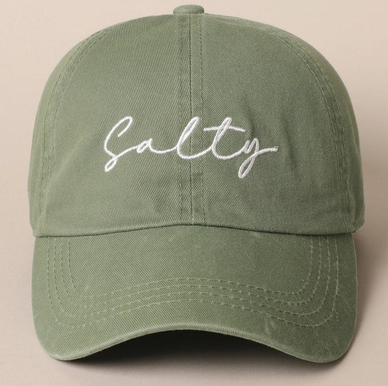 Salty Hat, Stay Salty, Trendy Hat, Fish Hat, Embroidered Sun Hat, Beach Bum, Baseball Cap, Embroidery Cap, Embroidered Hat, Washed Cotton
