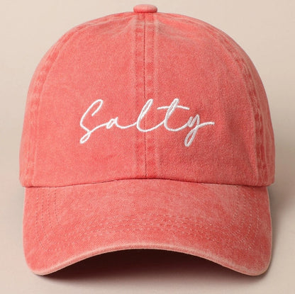 Salty Hat, Stay Salty, Trendy Hat, Fish Hat, Embroidered Sun Hat, Beach Bum, Baseball Cap, Embroidery Cap, Embroidered Hat, Washed Cotton