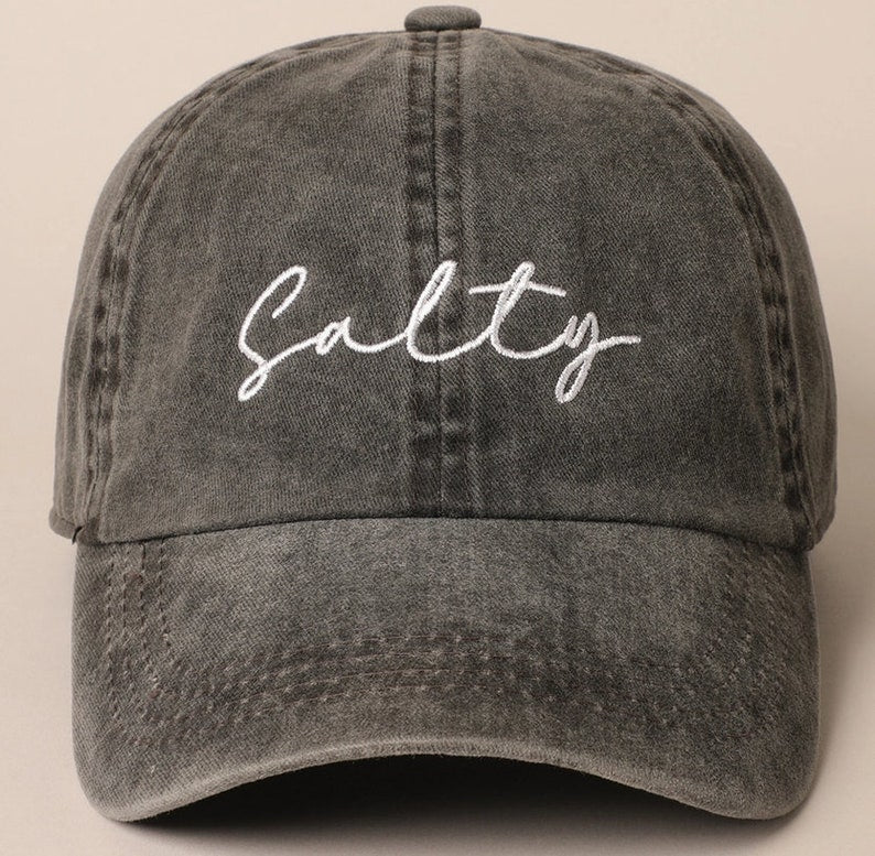 Salty Hat, Stay Salty, Trendy Hat, Fish Hat, Embroidered Sun Hat, Beach Bum, Baseball Cap, Embroidery Cap, Embroidered Hat, Washed Cotton