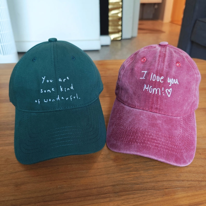 Custom Handwriting Embroidered Hat,Personalized Embroidery Vintage Baseball Cap Hat,Gift For New Dad Mom,Your own text monogram,Bachelorette il_794xN.6120006790_kat0.jpg