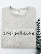 Embroidered Custom Teacher Mrs. Last Name Sweatshirt or Hoodie, Personalized Gift, Gift for Tutor-Teacher, Cute Teacher Shirt, Gift for Her il_794xN.6120636347_3g37.jpg