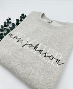 Embroidered Custom Teacher Mrs. Last Name Sweatshirt or Hoodie, Personalized Gift, Gift for Tutor-Teacher, Cute Teacher Shirt, Gift for Her il_794xN.6120636351_9riv.jpg