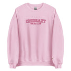 Embroidered Croissant Social Club Sweatshirt, Embroidered Croissant Crewneck, Embroidered Bow Sweatshirt, Embroidered Coquette Aesthetic