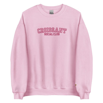 Embroidered Croissant Social Club Sweatshirt, Embroidered Croissant Crewneck, Embroidered Bow Sweatshirt, Embroidered Coquette Aesthetic