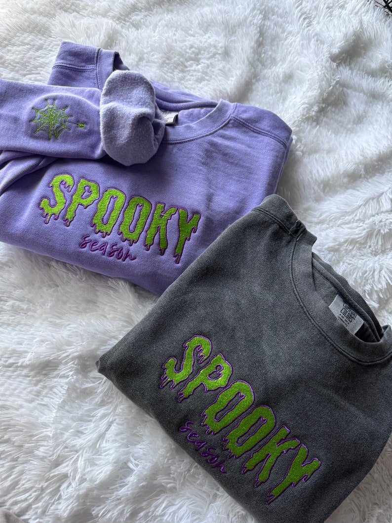 EMBROIDERED SPOOKY SEASON Sweatshirt Embroidered Sweatshirt Halloween Sweatshirt Spooky Season Crewneck Halloween Crewneck Halloween Sweater
