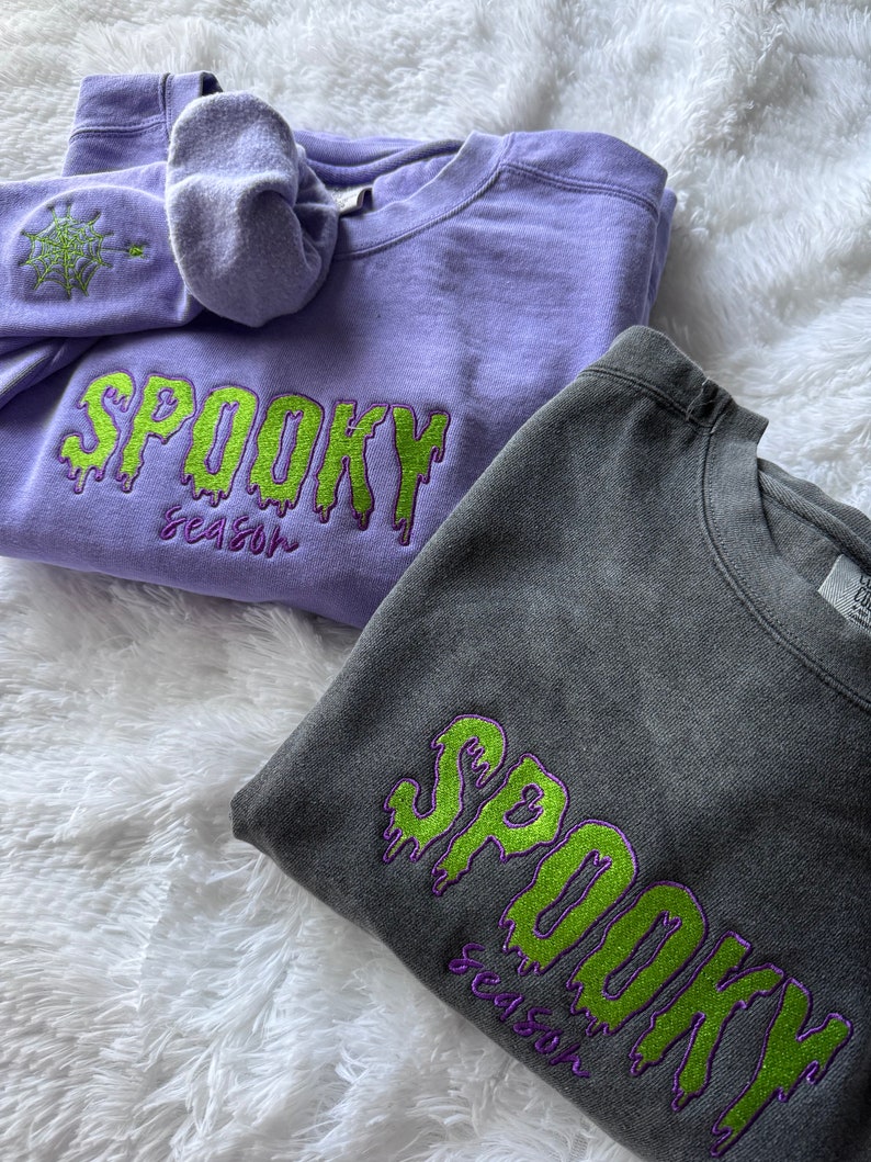 EMBROIDERED SPOOKY SEASON Sweatshirt Embroidered Sweatshirt Halloween Sweatshirt Spooky Season Crewneck Halloween Crewneck Halloween Sweater