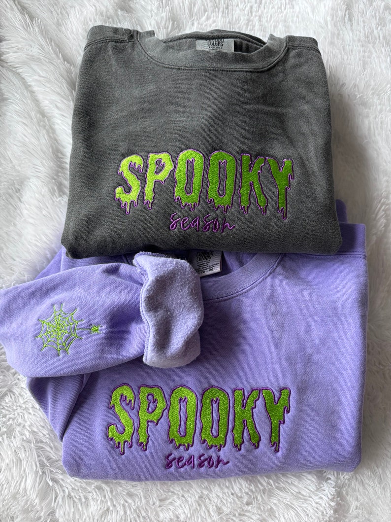 EMBROIDERED SPOOKY SEASON Sweatshirt Embroidered Sweatshirt Halloween Sweatshirt Spooky Season Crewneck Halloween Crewneck Halloween Sweater