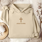Embroidered Jesus is King Christian Hoodie, Embroidered Christian Sweatshirt, Jesus Hoodie Apparel Religious Christian Gifts Christianity