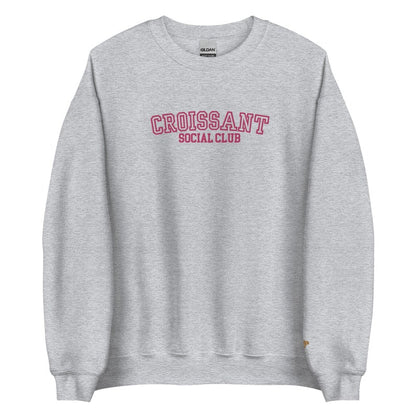 Embroidered Croissant Social Club Sweatshirt, Embroidered Croissant Crewneck, Embroidered Bow Sweatshirt, Embroidered Coquette Aesthetic