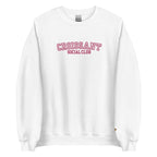 Embroidered Croissant Social Club Sweatshirt, Embroidered Croissant Crewneck, Embroidered Bow Sweatshirt, Embroidered Coquette Aesthetic