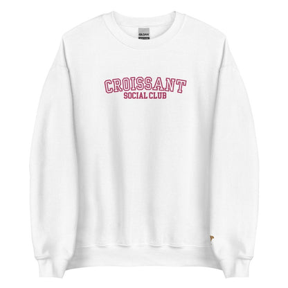 Embroidered Croissant Social Club Sweatshirt, Embroidered Croissant Crewneck, Embroidered Bow Sweatshirt, Embroidered Coquette Aesthetic