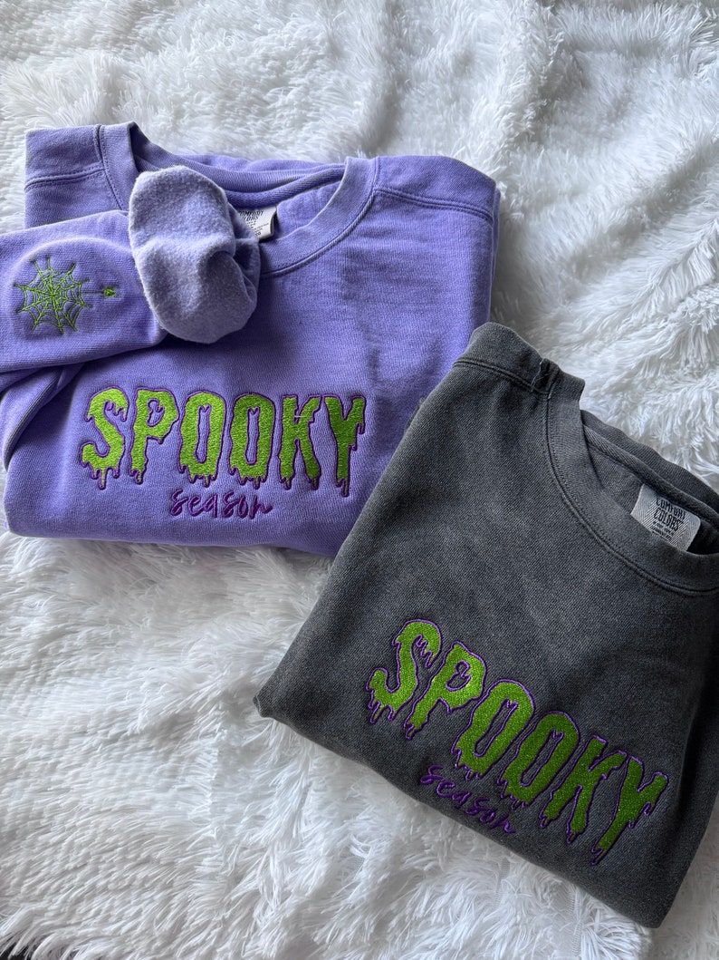 EMBROIDERED SPOOKY SEASON Sweatshirt Embroidered Sweatshirt Halloween Sweatshirt Spooky Season Crewneck Halloween Crewneck Halloween Sweater