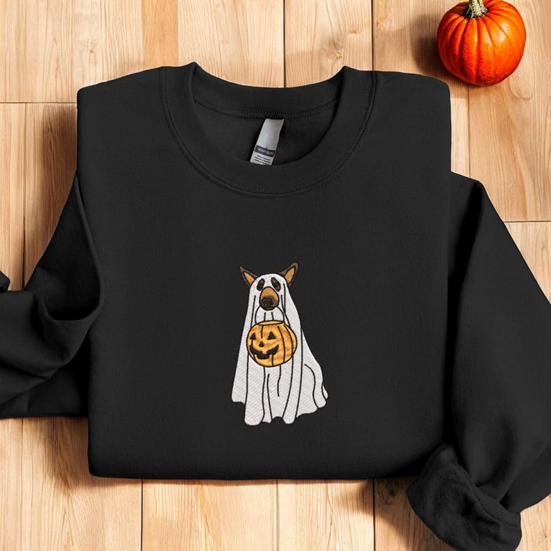 Embroidered Halloween Custom Dog From Your Photo Sweatshirt Crewneck Halloween Dog Shirt Ghost Dog Halloween Hoodie Sweater Spooky Dog il_794xN.6186648048_dbgd.jpg