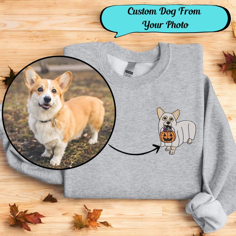 Embroidered Halloween Custom Dog From Your Photo Sweatshirt Crewneck Halloween Dog Shirt Ghost Dog Halloween Hoodie Sweater Spooky Dog il_794xN.6188760308_l913.jpg