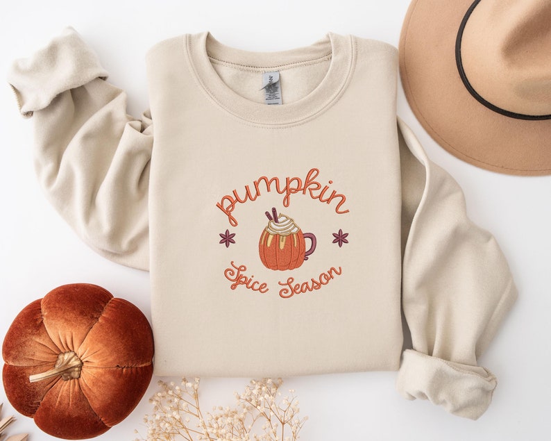 Embroidered Coffee Lover Jumper, Pumpkin Spiced Latte Jumper, Fall Jumper, Autumn Jumper, Cozy Autumn Sweater, Winter Sweater, Fall Hoodie