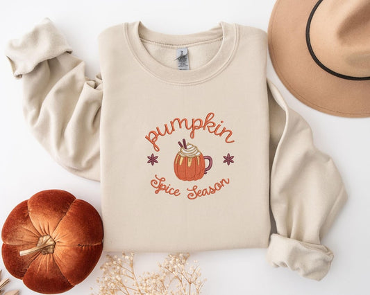 Embroidered Coffee Lover Jumper, Pumpkin Spiced Latte Jumper, Fall Jumper, Autumn Jumper, Cozy Autumn Sweater, Winter Sweater, Fall Hoodie