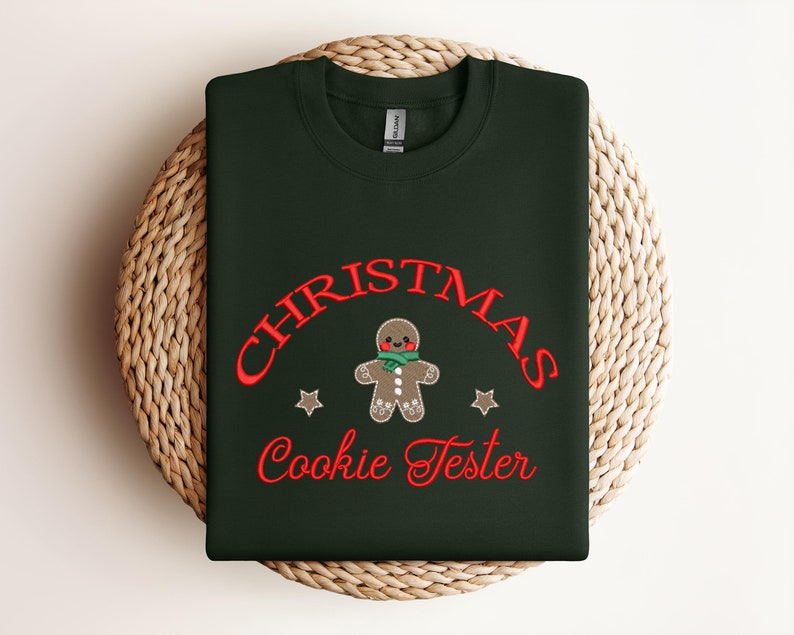 Embroidered Christmas Cookie Baker Gingerbread Sweatshirt | Embroidered Christmas Hoodie | Funny Christmas Sweatshirt | Crew Neck Sweatshirt