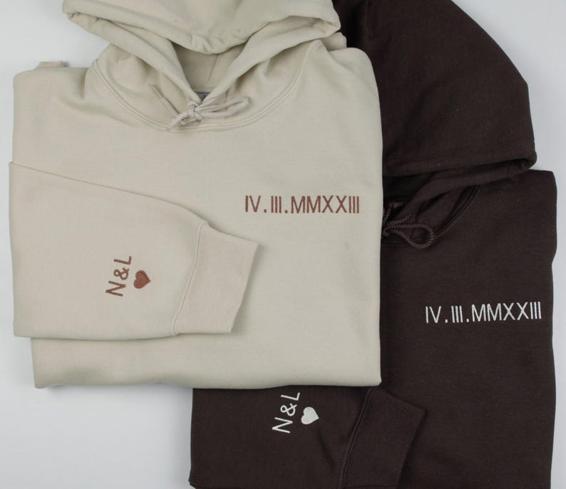 Roman Numeral Hoodie | Embroidered Couples Hoodie | Hoodie with Initials | Matching Couples Date Hoodie | Anniversary Date Hoodies il_794xN.6197853998_c1iw.jpg