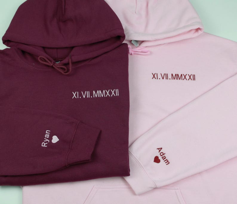 Roman Numeral Hoodie | Embroidered Couples Hoodie | Hoodie with Initials | Matching Couples Date Hoodie | Anniversary Date Hoodies il_794xN.6197854010_azac.jpg