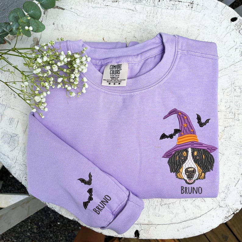 Dog Halloween Embroidered Sweatshirt, Custom Pet Portrait Hoodie, Halloween Dog Hoodie, Personalised Dog Gifts, Halloween Gifts For Girlfriend il_794xN.6199323353_r4zy.jpg