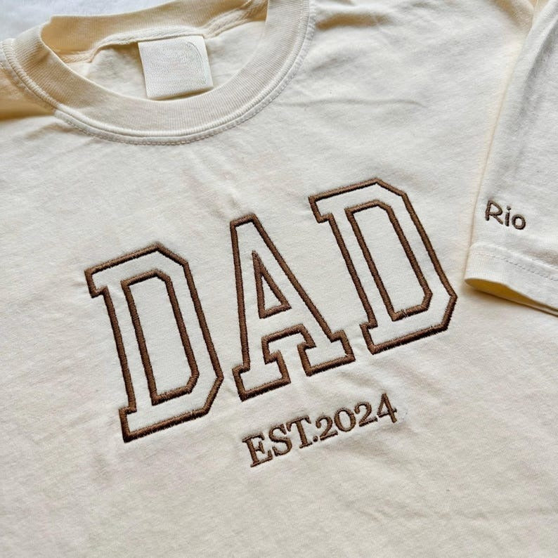 Custom Embroidered Father's Day T-shirt, Name On Sleeve With Icon, Daddy Est Year Shirt, Gift For New Dad, Father's Day Gift il_794xN.6200296597_tbjc_1.jpg
