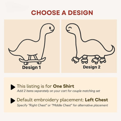 Dinosaur Skaters Sweatshirt, Matching Dinosaur Hoodies, Dinosaur Hoodies, Embroidered Personalized Hoodies For Couples, Couples Gift il_794xN.6214949922_4t6r_1.jpg