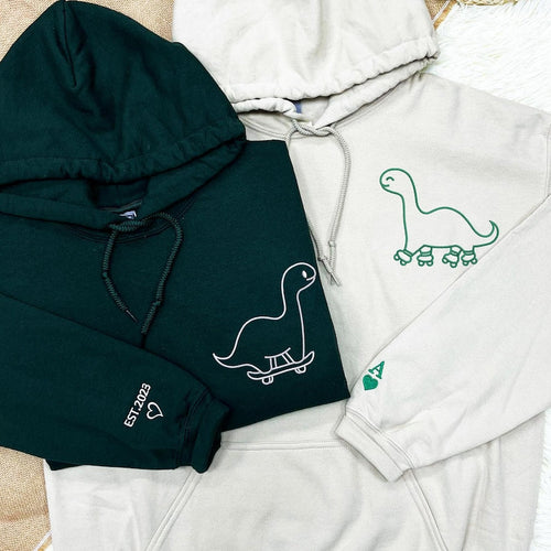 Dinosaur Skaters Sweatshirt, Matching Dinosaur Hoodies, Dinosaur Hoodies, Embroidered Personalized Hoodies For Couples, Couples Gift il_794xN.6214953182_2ax0.jpg