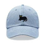 Black Cat Lying Down Baseball Cap Vintage Washed Cotton Unisex Dad Hat Adjustable Funny Faded Sports Sun Summer Holiday Funny Cat Lady Man