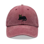 Black Cat Lying Down Baseball Cap Vintage Washed Cotton Unisex Dad Hat Adjustable Funny Faded Sports Sun Summer Holiday Funny Cat Lady Man