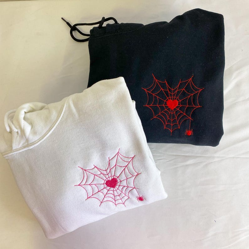 Halloween Embroidery Couple Sweatshirt, Spiderweb Heart Embroidery Shirt, Matching Couple Hoodie, Spooky Season, Halloween Gift for Him Her il_794xN.6231795670_84f0.jpg