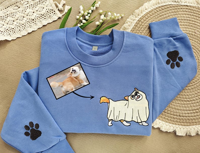 Custom Cat Embroidered Sweatshirt Ghost Cat Dog,Embroidered Sweatshirt,Embroidered Halloween Cute Ghost Pet,Crewneck Fall Sweatshirt il_794xN.6232037951_q9av.jpg