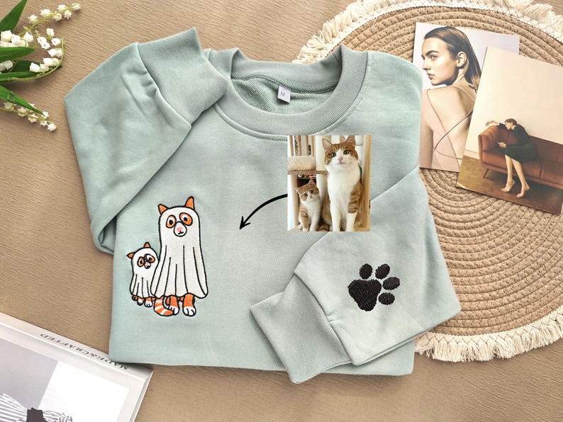 Custom Cat Embroidered Sweatshirt Ghost Cat Dog,Embroidered Sweatshirt,Embroidered Halloween Cute Ghost Pet,Crewneck Fall Sweatshirt il_794xN.6232038143_fj0k.jpg