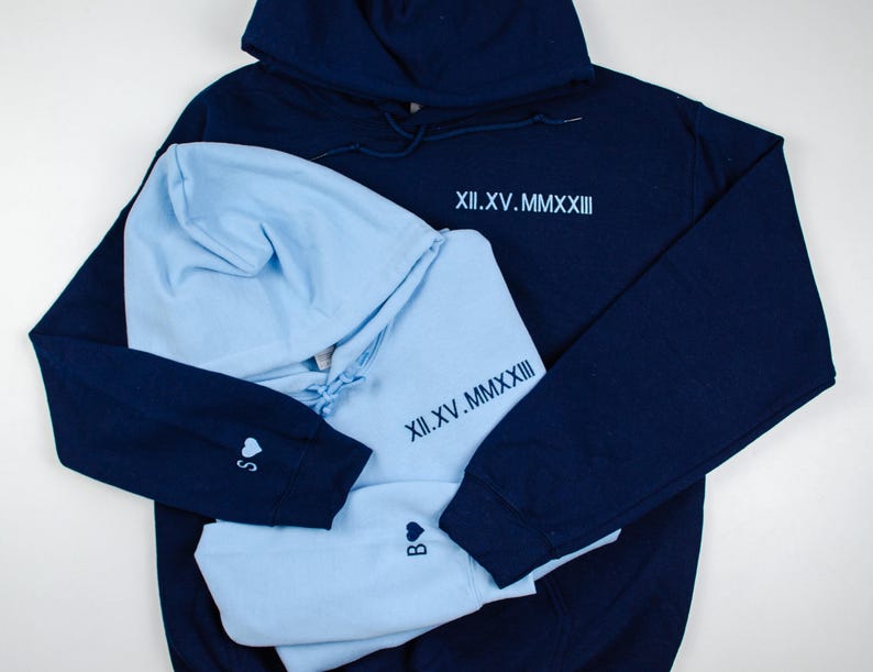 Roman Numeral Hoodie | Embroidered Couples Hoodie | Hoodie with Initials | Matching Couples Date Hoodie | Anniversary Date Hoodies il_794xN.6245897741_c6tx.jpg