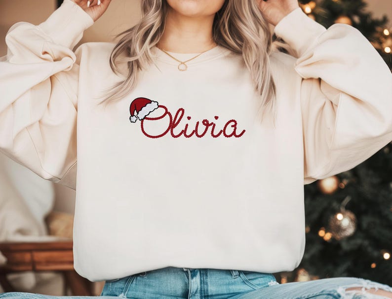 Embroidered Personalized Christmas Sweatshirt, Embroidered Christmas Custom Name Crewneck Sweater, Custom Xmas Gift, Custom Family Sweaters il_794xN.6248463344_7tub.jpg