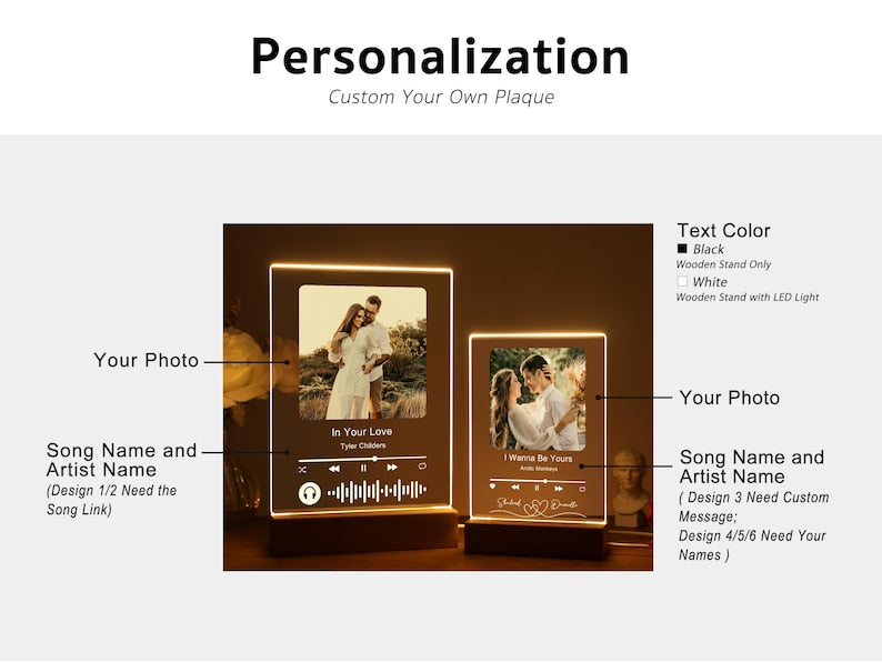 Personalized LED Song Plaque With Stand | Custom Music Night Light | Personalized Music Prints Photo Frame | Gift for Him Boyfriend Bestie il_794xN.6249575890_5uxx.jpg