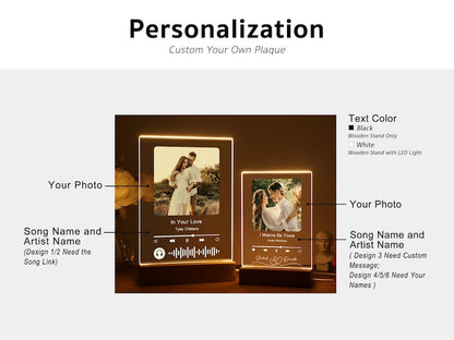 Personalized LED Song Plaque With Stand | Custom Music Night Light | Personalized Music Prints Photo Frame | Gift for Him Boyfriend Bestie il_794xN.6249575890_5uxx.jpg