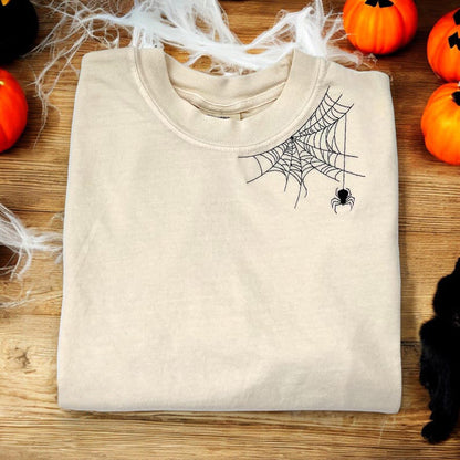 Embroidered Spider shirt, Halloween tshirt, Spooky Season, Spider shirt, Halloween, Extended sizes, Embroidery, Comfort colors, Spider