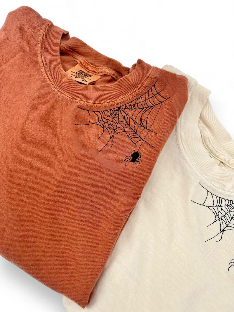 Embroidered Spider shirt, Halloween tshirt, Spooky Season, Spider shirt, Halloween, Extended sizes, Embroidery, Comfort colors, Spider