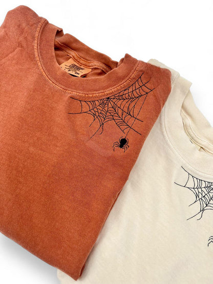 Embroidered Spider shirt, Halloween tshirt, Spooky Season, Spider shirt, Halloween, Extended sizes, Embroidery, Comfort colors, Spider